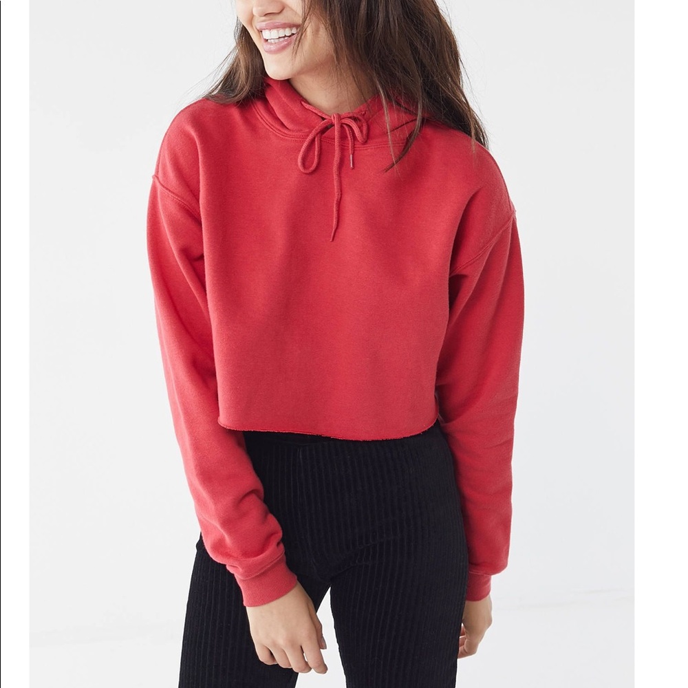 Urban Outfitters Red Cropped Hoodie